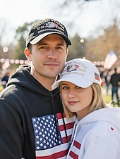 cheap Accessories-United States 250th Anniversary Men's Adjustable Cotton Cap with Embroidered American Flag, Multiple Colors, Ideal for Independence Day and Celebrations