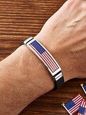  Bracelet ajustable en acier inoxydable et silicone pour hommes du 250e anniversaire des États-Unis Présentant un design de drapeau américain Idéal pour le jour de l'indépendance et les célébrations