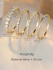 preiswerte Hochzeit ACC-Set aus stapelbaren Damenringen aus einer Legierung, gold- und silberfarbene Zirkonia-Ringe, eleganter minimalistischer Stil für Bräute, Hochzeitszeremonien, Verlobungen und den Alltag