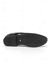 abordables Mocasines-Mocasines negros de charol para hombre: elegantes zapatos sin cordones con detalles tachonados y un diseño moderno, ideales para salidas nocturnas, fiestas, eventos de moda y bodas.