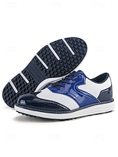 voordelige Heren Golf Schoenen-Rode en witte golfschoenen voor heren, ademend bovenwerk met gripvaste buitenzool, lichtgewicht en comfortabel, ideaal voor golfers en buitensporters.