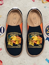 250η Επέτειος Ηνωμένων Πολιτειών Γυναικεία Παπούτσια Slip-On με εκτύπωση ΗΠΑ – Ελαφριά Παπούτσια Περιπάτου Πατριωτικός Αστικός Στυλ για Καθημερινή Χρήση Φεστιβάλ και Ταξίδια