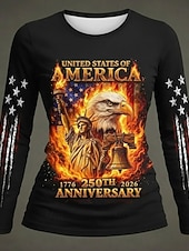  Ziua Independenței Americane Pulover pentru Femei T Shirt Grafic Steag Stilat Clasic Casual Mâneci Lungi Guler Crew Guler Rotund Imprimare Zile Albastru Negru Vară Primăvară Toamnă Iarnă