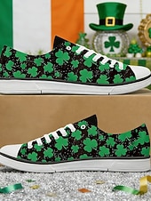  Sneakers basse da donna con stampa trifoglio di San Patrizio: classiche scarpe casual in tela con lacci per adolescenti e adulti, perfette per lo streetwear, la scuola e le uscite festive