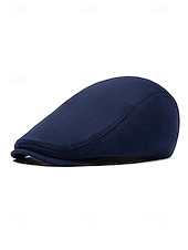 baratos Chapéus Masculinos-Boina masculina casual em poliéster com design simples e elegante, disponível em várias cores, perfeita para o uso diário.