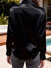 Недорогие Простые блузки-Жен. Рубашка Блуза Нарядные Топы Рюши Пэчворк Пуговицы Сплошной цвет Полотняное плетение Элегантный стиль Винтаж Дамы Длинный рукав Рубашечный воротник Обычные топы Повседневные Офис Праздники