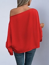 voordelige Chique Blouses-Dames Overhemd Satijnen overhemd Blouse Tops met blote schouders Effen Stijlvol Klassiek Modern Lange mouw Schouderafhangend Normale tops Dagelijks Feestdagen Uitgaan blauw Zwart Blozend Roze Rood