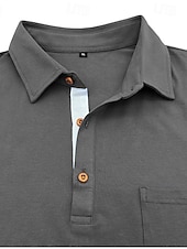 preiswerte Klassisches Poloshirt für Herren-Herren Poloshirts Golf Poloshirts Lässig Arbeit Klassisch Langarm Farbblock Knöpfe Sommer Frühling Frühling &amp; Herbst Normale Passform Blau Schwarz Wein Purpur Armeegrün Kaffee Poloshirts