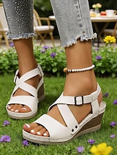 billige Kilesandaler-damerosa kilehælsandaler – justerbar stropp, støttende platåsko for turgåing, hageturer, reiser og daglig bruk