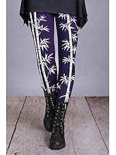 economico -Women's Leggings Cozy Leggings Vacation Vintage Ethnic Style Full Length High Waist Graphic Printing Comfort Comfortable Stretchy Casual Daily Vacation Deep Green Wine Navy Purple Spring Fall Slim Fit