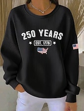 economico Magliette Giorno dell’Indipendenza-Giorno dell'Indipendenza Anniversario Americano Patriottico Maglione Pullover Testurizzato per Donna Maglione Grafico Lettera Casual Maniche Lunghe Collo Crew Casual Casa Strada Blu Nero Bianco Rosso