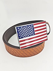 levne Příslušenství-250. výročí Spojených států pánský embosovaný opasek z umělé kůže s přezkou ve tvaru americké vlajky více barev vlastenecký styl pro každodenní nošení a oslavy v USA