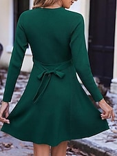 billiga Vita fritidsklänningar-Dam Mini klänning Vit klänning Sweat Klänning Elegant Mode Modern Utomhus Semester Utekväll Smal Slät Långärmad Rund hals Vit Vinröd Marinblå Mörkgrön Vår Höst