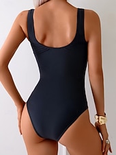 Недорогие Монокини-Жен. Купальники Один кусочек Монокини купальник Сетка Утягивание живота Завышенная Тонкие Открытая спина Элегантный стиль Отпуск Сплошной цвет Леопард Круглый вырез Без рукавов Купальники