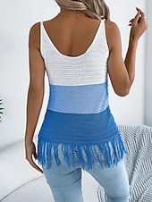 זול מיכל פשוט-בגדי ריקוד נשים טופים מארג מפוצלים עליונית טנק טופ טי ניטים קולור בלוק אופנתי מסוגנן קלסי ללא שרוולים צווארון V חולצות רגילות יומי ליציאה סוף שבוע פול כתום חאקי קיץ אביב