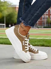 ieftine Adidași de Damă-Teniși negri cu platformă pentru femei – stil modern de stradă și pantofi confortabili cu șireturi pentru mers pe jos, călătorii, școală și purtare zilnică