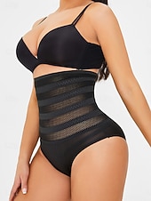 cheap Control Panties-Women's Shapewear Active Sweet Pure Color Patchwork Thong Vacation Street Going out Black Beige Summer Spring Slim Fit