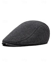 baratos Chapéus Masculinos-Boina masculina casual em poliéster com design simples e elegante, disponível em várias cores, perfeita para o uso diário.
