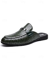 billiga Loafers-Röda slip-on loafers för män, krokodilpräglad ovandel, rygglös mule-design, elegant smart casual-stil för strandbröllop, trädgårdsceremonier och sommarevenemang