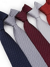 abordables Boda ACC-Corbata de poliéster para hombre, con diseño de cuadrícula pequeña, varios colores, largo ajustable, adecuada para bodas, negocios y viajes diarios.