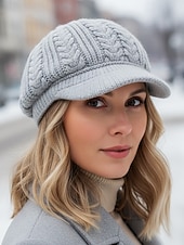 billige Damehatter-Strikket baseballcaps for kvinner med fleecefôr, flere farger, varm og koselig vinterlue