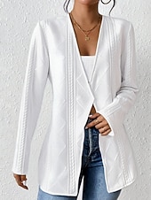 abordables vestes décontractées-Femmes Blazer Veste Décontractée Confortable Jacquard Front ouvert Élégant Mode Occasionnel Couleur Unie Occasionnel Soirée Rue Tenue quotidienne Régulier Col en V Coupe régulière manche longue