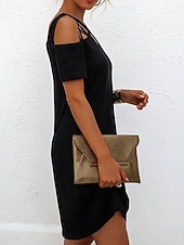 Недорогие мини черное платье-женское простое мини-платье с v-образным вырезом на каждый день для отпуска с коротким рукавом на лето и весну