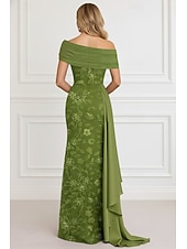 billiga Ballgowns för kvällsbruk-A-linje Golvlång Kvälls klänningar Balklänning med överkjol Formell klädsel Elegant Kändis Stil Ärmlös Över axeln Trädgårdsfest Bröllop Chiffong Satäng med Pärlor Veckad Krusad