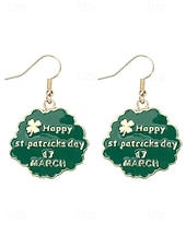 billiga Tillbehör-Damörhängen i legering med hängen till fest, St. Patrick's Day-motiv, flermönster med shamrock och pyssling, roliga festliga irländska smycken för högtidsfester, parader och festkläder