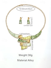 Χαμηλού Κόστους Γυναικείο Κολιέ-Γυναικείο σετ κολιέ και σκουλαρίκια από μποέμικο κράμα, πολύχρωμα γεωμετρικά κοσμήματα με υφή, κομψά αξεσουάρ boho στυλ για γυναίκες, ιδανικά για casual ντύσιμο, διακοπές, φεστιβάλ και πάρτι