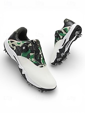 ieftine Încălțăminte de golf pentru bărbați-Adidași de golf pentru bărbați, albi și verzi, cu talpă cu crampoane, confortabili și rezistenți, perfecți pentru terenuri de golf și ieșiri active