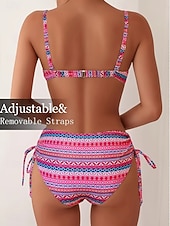 זול סטים של ביקיני-בגדי ריקוד נשים בגדי ים ביקיני 2 חתיכות מותן גבוה בגד ים רזה גב חשוף חופשה בגדי חוף נמר גיאומטרי ללא שרוולים בגדי ים