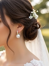 voordelige Huwelijk ACC-klassieke zilveren creolen voor dames met pareldruppel - elegante minimalistische sieraden voor dagelijks of formeel gebruik