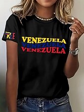 economico Maglietta di Umorismo &amp; Citazioni-Per donna Maglietta Stampato Grafico Lettera Elegante Classico Casual Manica Corta Girocollo Top Regolari Quotidiano Blu Nero Bianco Grigio Estate Primavera