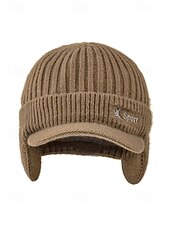 economico Cappelli da uomo-Cappello da uomo in maglia con paraorecchie – vari colori, materiale in maglia di poliestere, caldo e comodo per gli sport invernali e le attività all'aperto