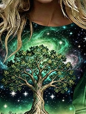 economico T-shirt Boho-Festa di San Patrizio Per donna Maglietta Stampato Tinta unica Grafico Bohemien Vintage Casual Manica Lunga Girocollo Top Regolari Quotidiano Weekend Abbigliamento da vacanza Verde Estate Primavera