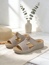 baratos Mulheres-Sandálias femininas ortopédicas marrons com estampa floral – calçados confortáveis, respiráveis e com amortecimento, ideais para uso diário, em casa, em viagens e longas caminhadas.