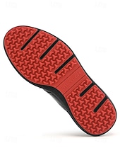 voordelige Heren Golf Schoenen-Rode en witte golfschoenen voor heren, ademend bovenwerk met gripvaste buitenzool, lichtgewicht en comfortabel, ideaal voor golfers en buitensporters.