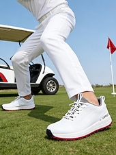 economico Scarpe da Golf da Uomo-scarpe da golf da uomo bianche e nere con design ventilato, ideali per campi da golf e sport all'aria aperta