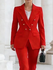 abordables Blazers et Costumes-Femmes Blazer Veste Décontractée Confortable Boutons Élégant Mode Occasionnel Couleur Unie Formel Tenue quotidienne Sortir Week-end Long Revers Cranté Coupe régulière manche longue Vêtements