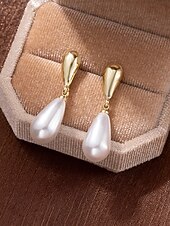 billige Bryllup ACC-Øredobber med imiterte perler til dame – tilgjengelig i gull og sølv, elegant design for bryllup, kveldsarrangementer og hverdagsbruk