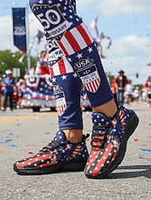 ieftine Pantofi de damă-Statele Unite 250 de ani Aniversarea Pantofilor sport negri pentru femei cu imprimeu steagul SUA cu design cu vultur încălțăminte patriotică pentru Ziua Independenței parade festivaluri alergat și