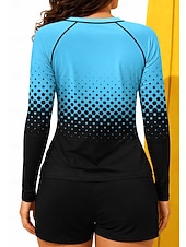 abordables Surfing Tankinis &amp; Bikinis-Mujer Medio Traje de baño Anti UV Camiseta Protección Solar Surf Trajes de baño tankini Geométrico Degradado Bloqueo de color 2 Piezas Acolchado extraíble Boyleg Protección solar UV UPF50+ Elástico