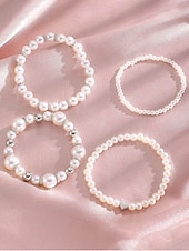 Недорогие Свадьба ACC-Женский набор браслетов из искусственного жемчуга, элегантный дизайн из серебра и жемчуга, разнообразные варианты для свадеб, вечеринок, торжественных мероприятий и в качестве свадебного аксессуара.