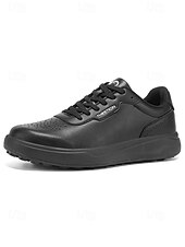 voordelige Heren Golf Schoenen-Witte golfschoenen voor heren zonder spikes, ademend bovenwerk, stabiele gripzool, minimalistische sportstijl voor golfbanen en casual gebruik.