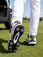 cheap Men's Golf Shoes-Men's Red and White Golf Shoes with Shock Absorption, Comfortable Footwear for Golf &amp; Active Lifestyles