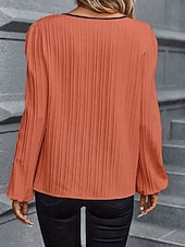 economico Bluse Eleganti-Per donna Camicia Blusa Patchwork Blocco di colori Vintage Elegante Moderno Manica Lunga Scollo a V Top Regolari Quotidiano Ferie Uscire Blu Rosa Arancione Albicocca Primavera Autunno