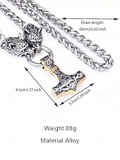 halpa Miesten korut-Miesten viikinkityylinen riipuskaulakoru, metalliseosta sudenpäällä ja Thorin vasaralla, ainutlaatuisia pohjoismaisia koruja arkeen ja juhlaan