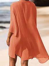 economico Abiti da spiaggia-Per donna Mini Abito Abito Bianco Abito da Spiaggia Abito nero Copricostume Elegante Moda Classico Quotidiano All'aperto Spiaggia Vestibilità comoda Semplice Mezza Manica Scollo a V Blu Nero Bianco