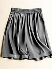 זול מכנסי ברמודה-בגדי ריקוד נשים מכנסי ברמודה חוצפני צ'ינו שורטים אלגנטית חופשה וינטאג' באורך מלא מותניים גבוהים צבע אחיד טלאים חגורה גמישה נוח נושם קשיח יומי בָּחוּץ חופשה שחור נייבי כהה קפה אפור קיץ אביב